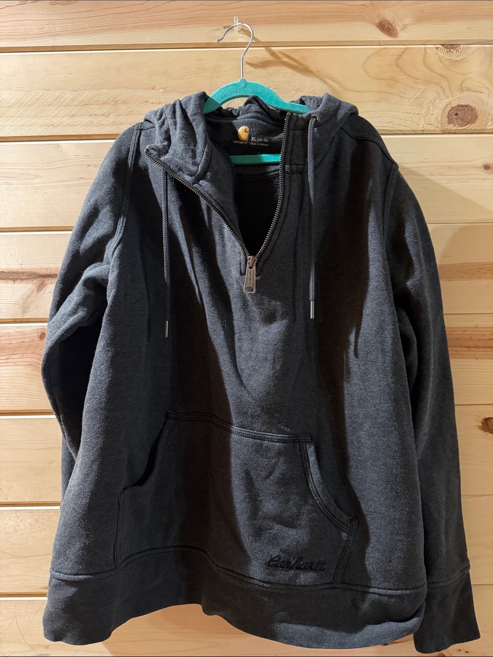 Carhartt Dark Charcoal Half-Zip Hooded Sweatshirt